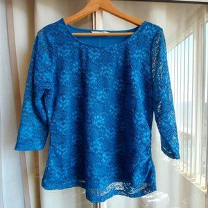 ✅ Bundle 3 Tops for $10 - *NEW* Cleo Petite Teal Lace Blouse - Size XL